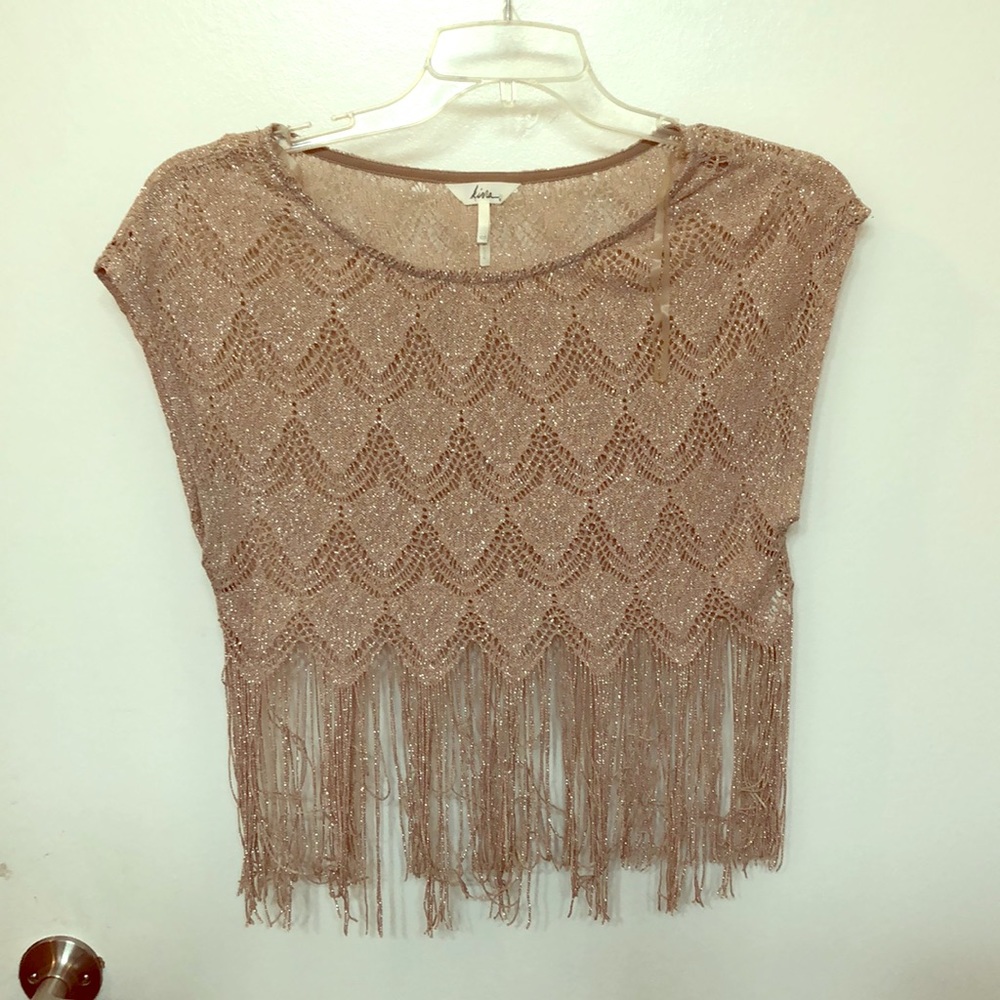 Forever 21 Champagne Sparkle Crop Top